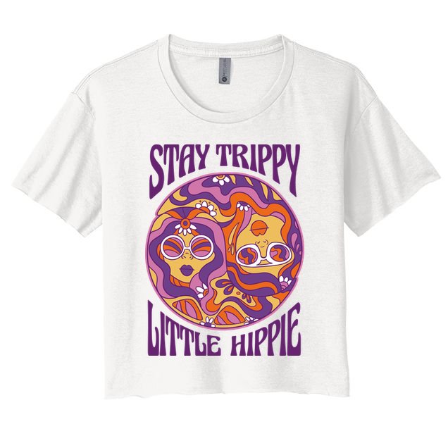 Stay Trippy Little Hippie Retro 60s Crop Top