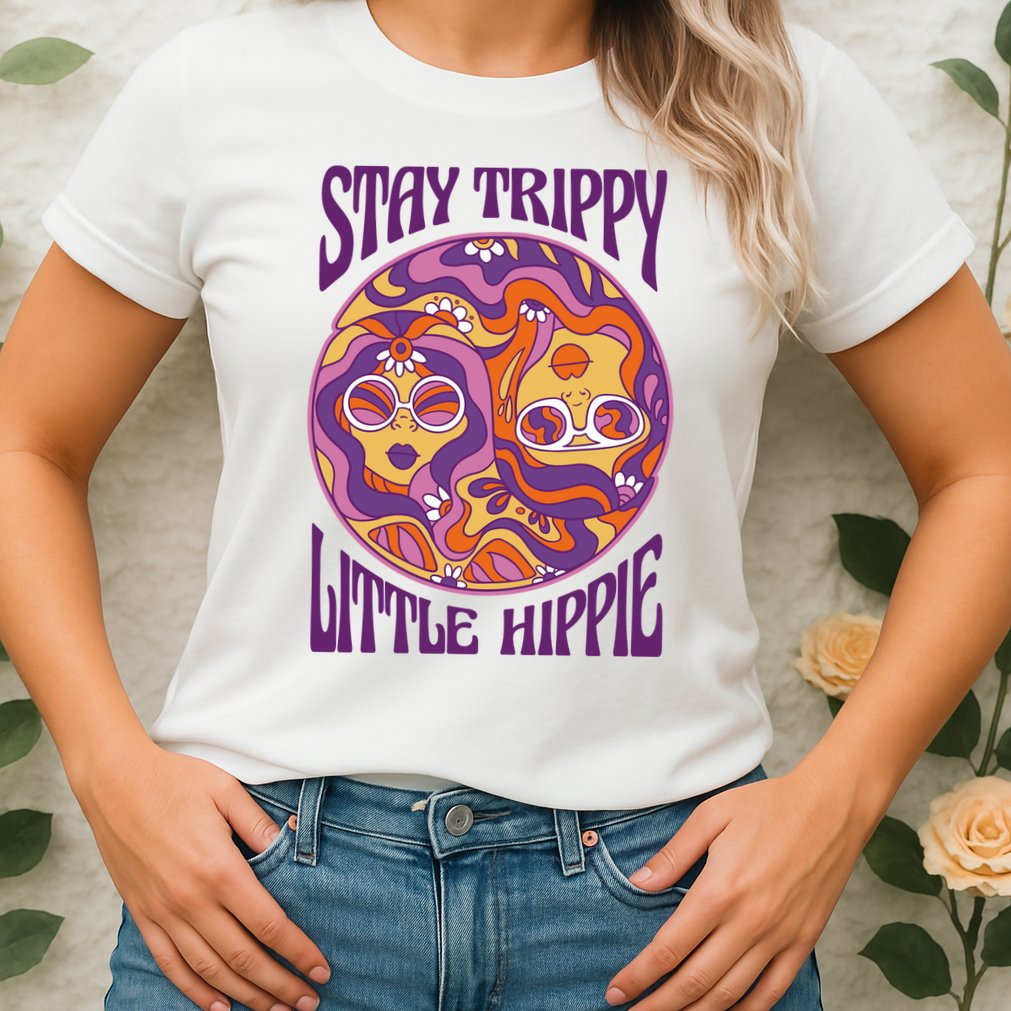 Stay Trippy Little Hippie Retro 60s Womens T-Shirt