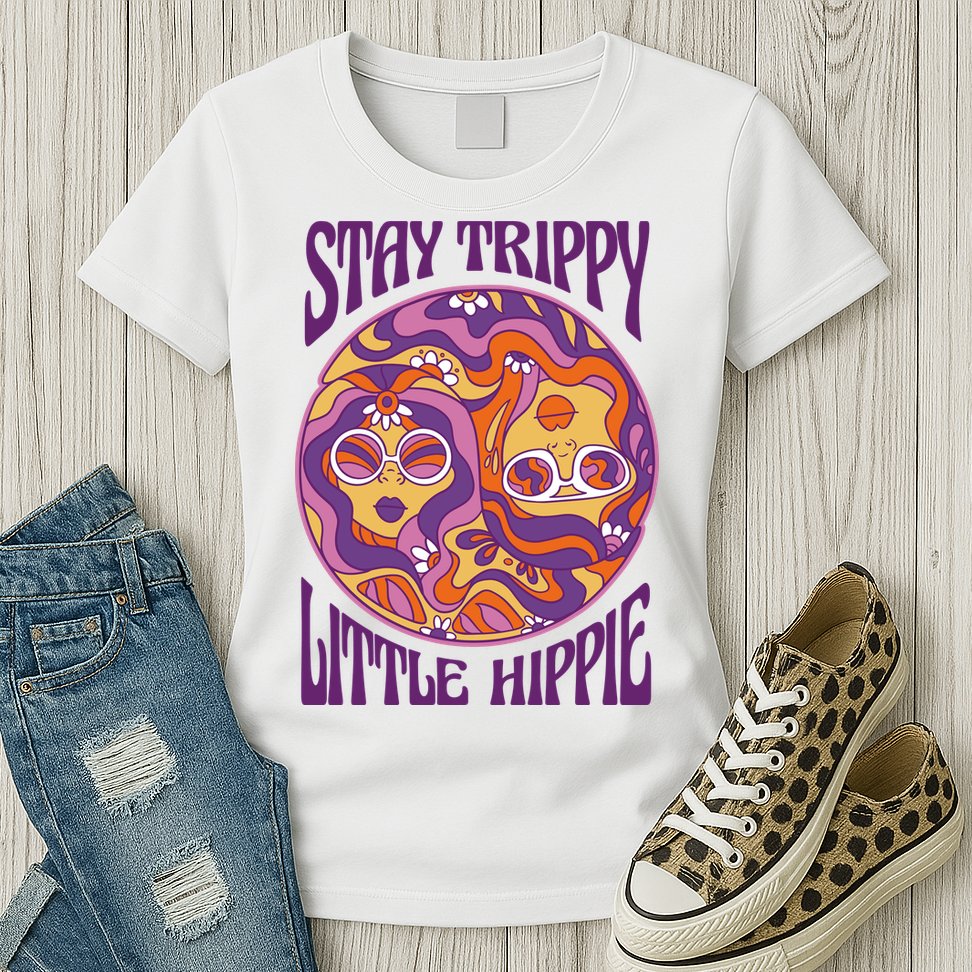 Stay Trippy Little Hippie Retro 60s Womens T-Shirt