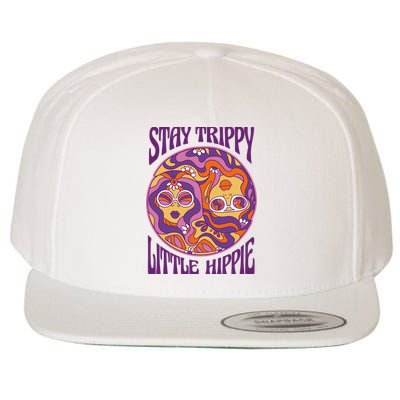 Stay Trippy Little Hippie Retro 60s Wool Snapback Cap