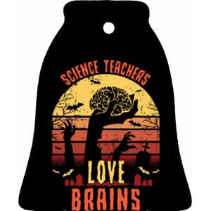 Science Teachers love brains Funny Teacher Halloween Ceramic Bell Ornament