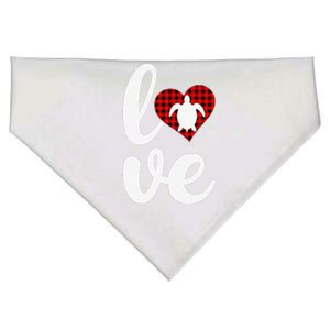 Sea Turtle Lover Buffalo Plaid Love Turtle Valentine's Day USA-Made Doggie Bandana