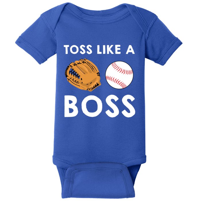 Softball Toss Like A Boss Sports Pitcher Team Ball Glove Cool Gift Baby Bodysuit