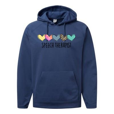 Speech Therapist Life Heart Speech Therapist Valentines Day Gift Performance Fleece Hoodie