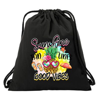 Sunshine Tan Lines Good Vibes Tie Dye Summer Hello Summer Cool Gift Drawstring Bag
