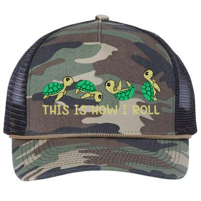 Sea Turtle Lover This Is How I Roll Turtle Retro Rope Trucker Hat Cap