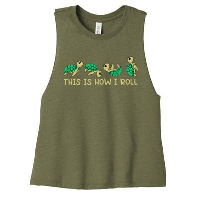 Sea Turtle Lover This Is How I Roll Turtle Women's Racerback Cropped Tank