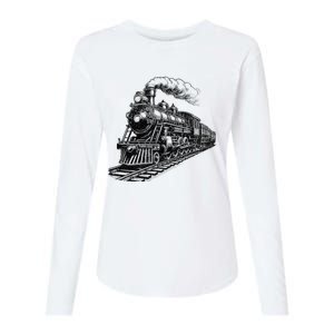 Steam Train Locomotive Steam Engine Womens Cotton Relaxed Long Sleeve T-Shirt