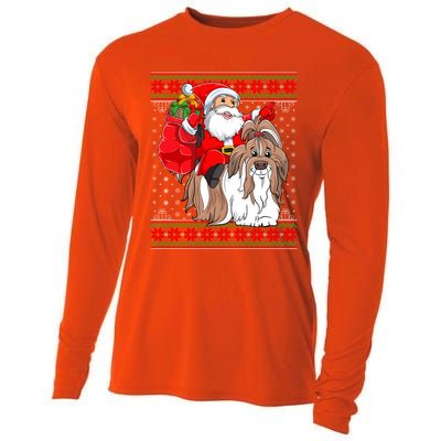 Shih Tzu Lover Xmas Ugly Santa Riding Shih Tzu Dog Christmas Gift Cooling Performance Long Sleeve Crew