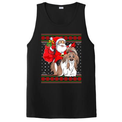 Shih Tzu Lover Xmas Ugly Santa Riding Shih Tzu Dog Christmas Gift PosiCharge Competitor Tank