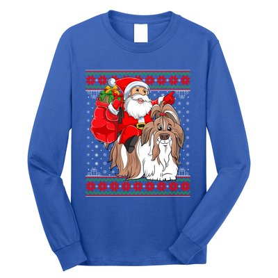 Shih Tzu Lover Xmas Ugly Santa Riding Shih Tzu Dog Christmas Gift Long Sleeve Shirt