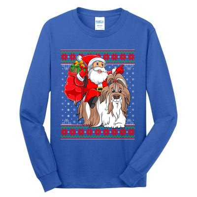 Shih Tzu Lover Xmas Ugly Santa Riding Shih Tzu Dog Christmas Gift Tall Long Sleeve T-Shirt