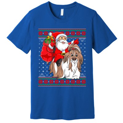 Shih Tzu Lover Xmas Ugly Santa Riding Shih Tzu Dog Christmas Gift Premium T-Shirt