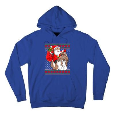 Shih Tzu Lover Xmas Ugly Santa Riding Shih Tzu Dog Christmas Gift Tall Hoodie