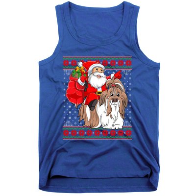 Shih Tzu Lover Xmas Ugly Santa Riding Shih Tzu Dog Christmas Gift Tank Top