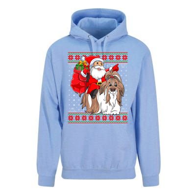 Shih Tzu Lover Xmas Ugly Santa Riding Shih Tzu Dog Christmas Gift Unisex Surf Hoodie