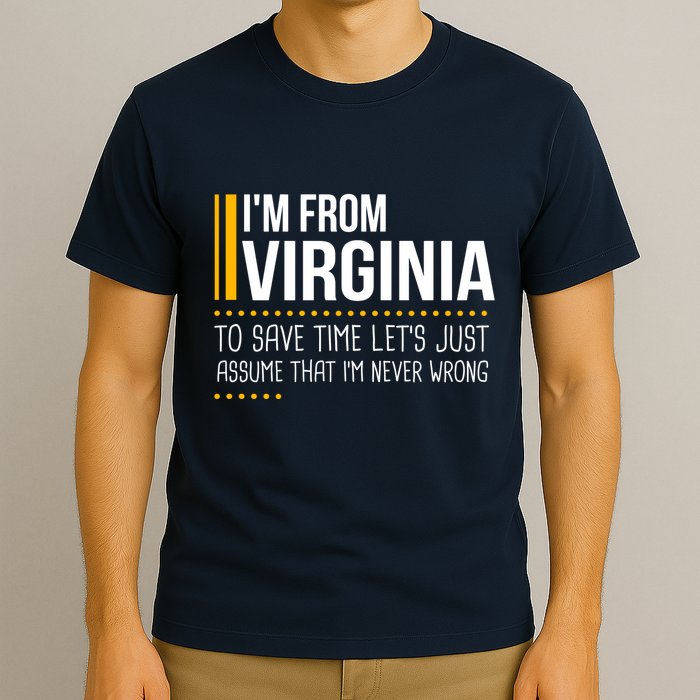 Save Time Lets Assume From Virginia Never Wrong Funny State T-Shirt