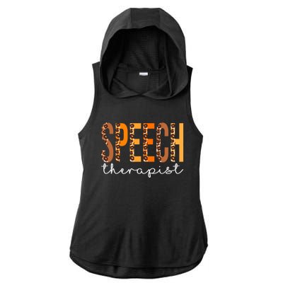 Speech Therapist Leopard Squad Cute Fall Autumn Thanksgiving Great Gift Ladies PosiCharge Tri-Blend Wicking Draft Hoodie Tank