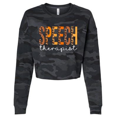 Speech Therapist Leopard Squad Cute Fall Autumn Thanksgiving Great Gift Cropped Pullover Crew