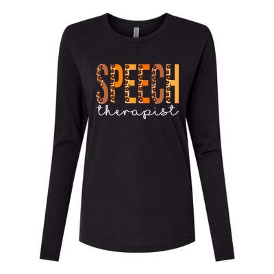 Speech Therapist Leopard Squad Cute Fall Autumn Thanksgiving Great Gift Womens Cotton Relaxed Long Sleeve T-Shirt