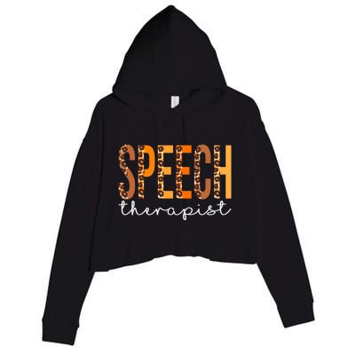 Speech Therapist Leopard Squad Cute Fall Autumn Thanksgiving Great Gift Crop Fleece Hoodie