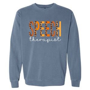 Speech Therapist Leopard Squad Cute Fall Autumn Thanksgiving Great Gift Garment-Dyed Sweatshirt