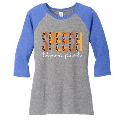 Speech Therapist Leopard Squad Cute Fall Autumn Thanksgiving Great Gift Women's Tri-Blend 3/4-Sleeve Raglan Shirt