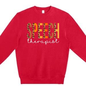 Speech Therapist Leopard Squad Cute Fall Autumn Thanksgiving Great Gift Premium Crewneck Sweatshirt