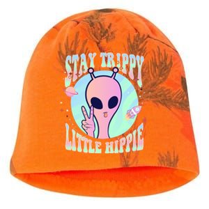 Stay Trippy Little Hippie Art Peace Sign Hand Ufo Pink Alien Gift Kati - Camo Knit Beanie