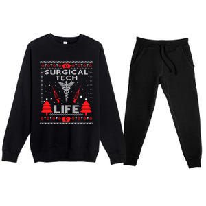 Surgical Tech Life Ugly Christmas Matching Group Gift Premium Crewneck Sweatsuit Set