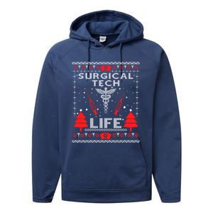 Surgical Tech Life Ugly Christmas Matching Group Gift Performance Fleece Hoodie