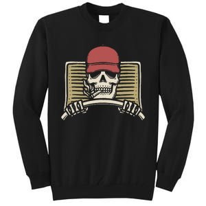 Skeleton Trucker Lazy Halloween Costume Skull Truck Driver Tall Sweatshirt