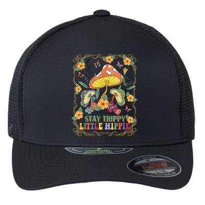 Stay Trippy Little Hippie Retro Mushrooms Vintage 70s Vibes Flexfit Unipanel Trucker Cap