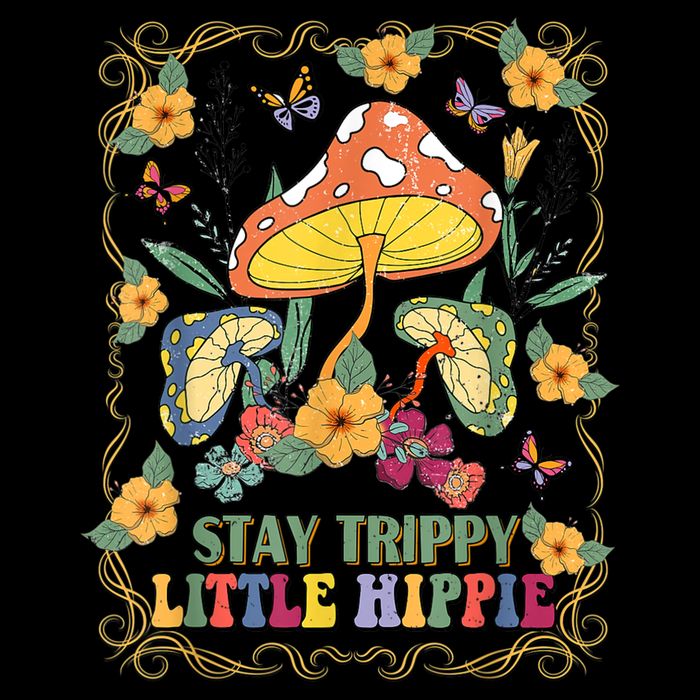 Stay Trippy Little Hippie Retro Mushrooms Vintage 70s Vibes Bucket Hat