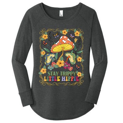 Stay Trippy Little Hippie Retro Mushrooms Vintage 70s Vibes Women's Perfect Tri Tunic Long Sleeve Shirt