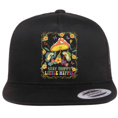 Stay Trippy Little Hippie Retro Mushrooms Vintage 70s Vibes Flatbill Hat