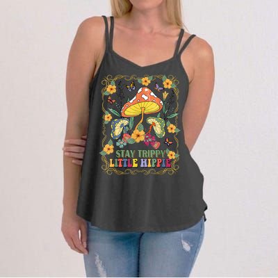 Stay Trippy Little Hippie Retro Mushrooms Vintage 70s Vibes Women's Strappy Tank