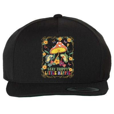 Stay Trippy Little Hippie Retro Mushrooms Vintage 70s Vibes Wool Snapback Cap