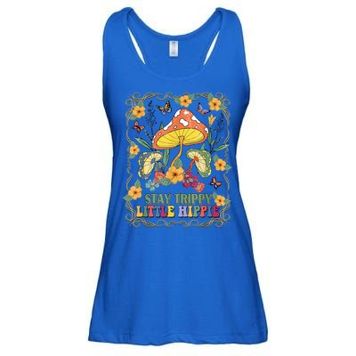 Stay Trippy Little Hippie Retro Mushrooms Vintage 70s Vibes Ladies Essential Flowy Tank