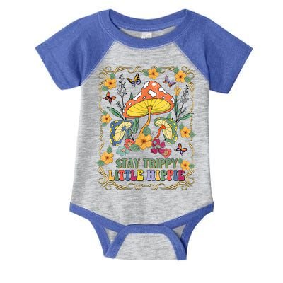 Stay Trippy Little Hippie Retro Mushrooms Vintage 70s Vibes Infant Baby Jersey Bodysuit