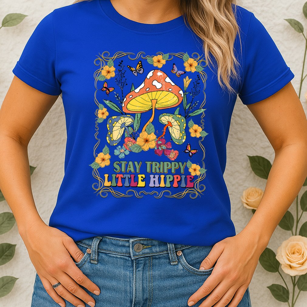 Stay Trippy Little Hippie Retro Mushrooms Vintage 70s Vibes Womens T-Shirt