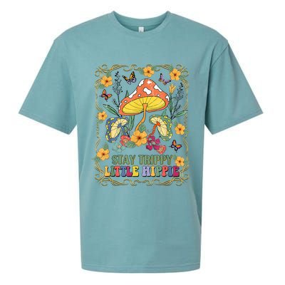 Stay Trippy Little Hippie Retro Mushrooms Vintage 70s Vibes Sueded Cloud Jersey T-Shirt