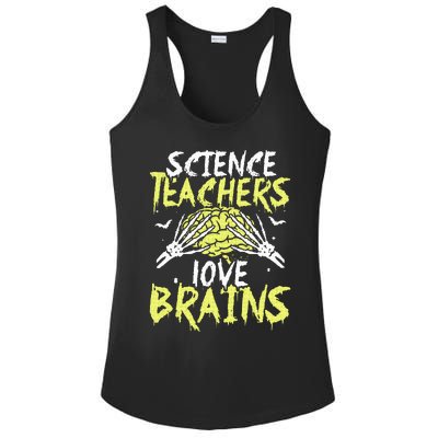 Science Teachers Love Brains Funny Halloween Teacher Ladies PosiCharge Competitor Racerback Tank