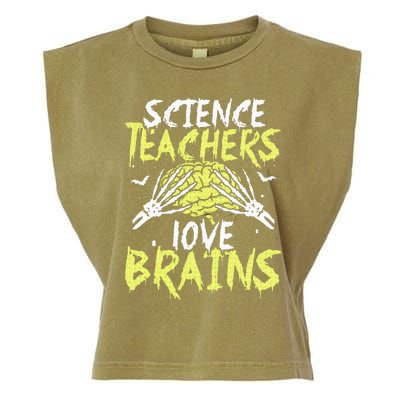 Science Teachers Love Brains Funny Halloween Teacher Garment-Dyed Women's Muscle Tee