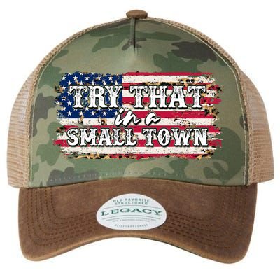 Small Town Leopard Print American USA Flag Legacy Tie Dye Trucker Hat