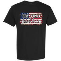Small Town Leopard Print American USA Flag Garment-Dyed Heavyweight T-Shirt
