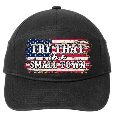 Small Town Leopard Print American USA Flag 7-Panel Snapback Hat