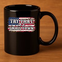 Small Town Leopard Print American USA Flag 11oz C Handle Ceramic Mug