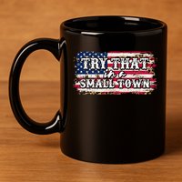 Small Town Leopard Print American USA Flag 11oz C Handle Ceramic Mug