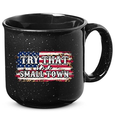 Small Town Leopard Print American USA Flag 15oz Campfire Ceramic Mug